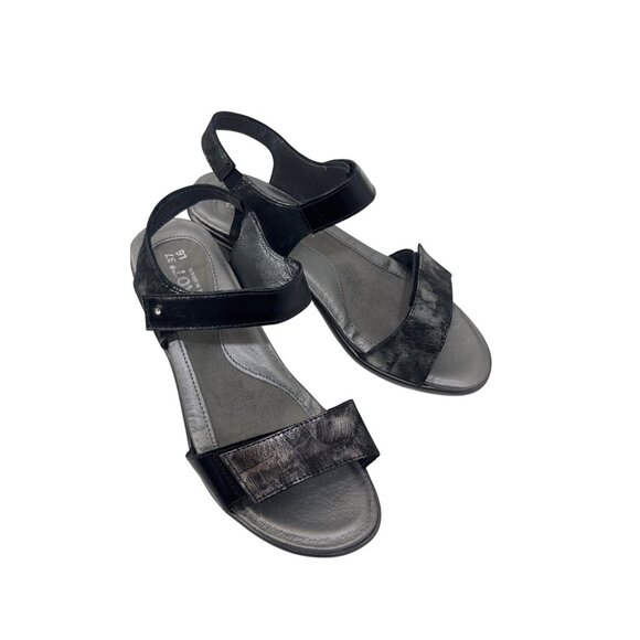 Naot Womens Black/Metallic Double Strap Leather Heeled Sandals Size 37 - Picture 13 of 13